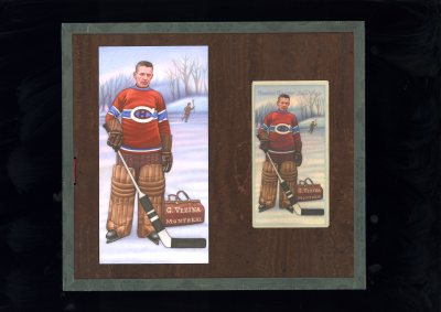 Picture, Helmar Brewing, Hockey Icers Card # 19, Georges VEZINA, Crewcut, red uniform with white 